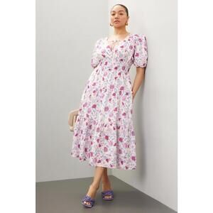 Derek Lam 10 Crosby x RTR White Floral Puff Sleeve Dress Size 48 hole and stains